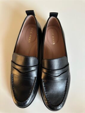 Cole Haan Black Leather Penny Loafers